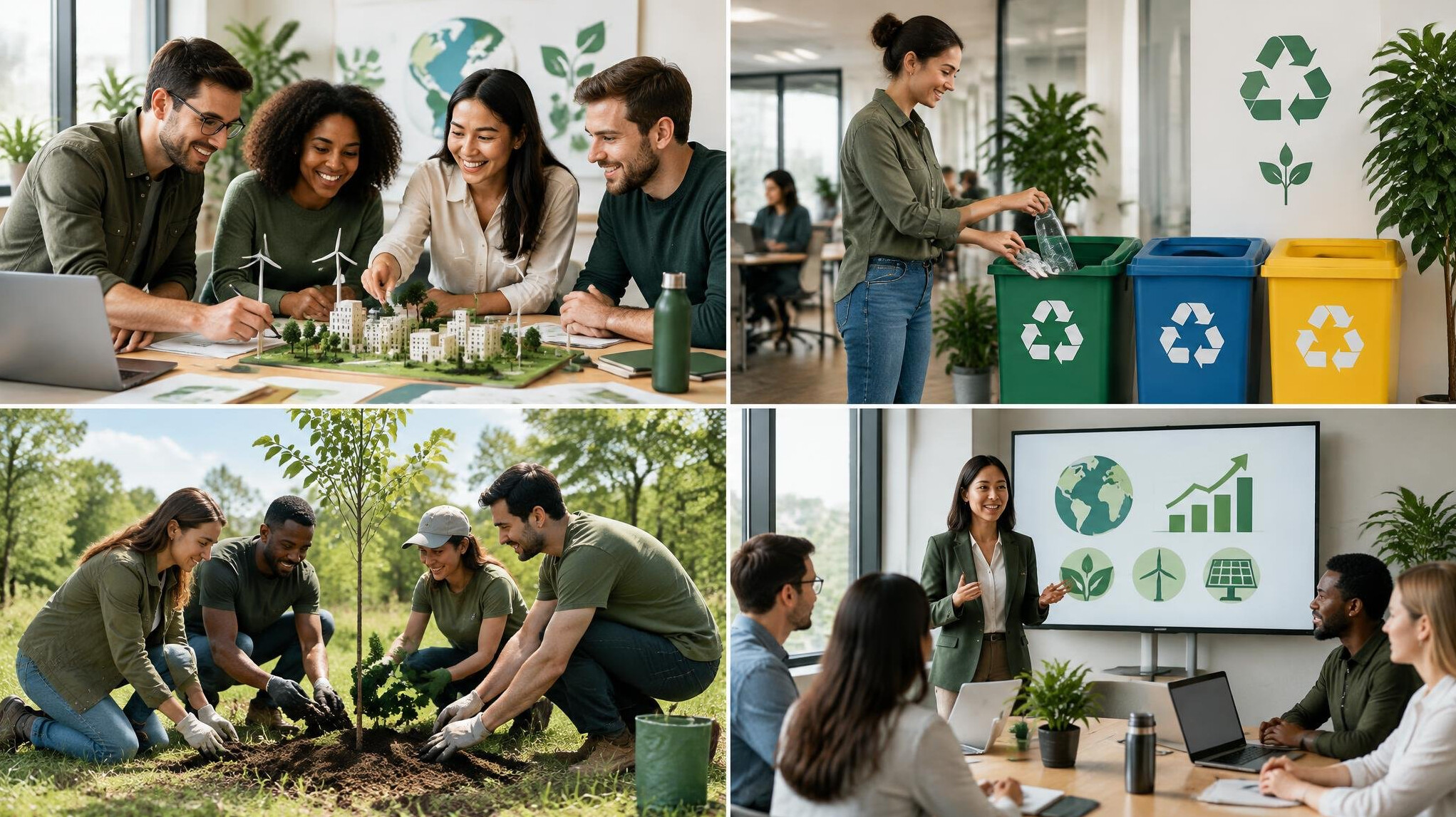 team working on green project