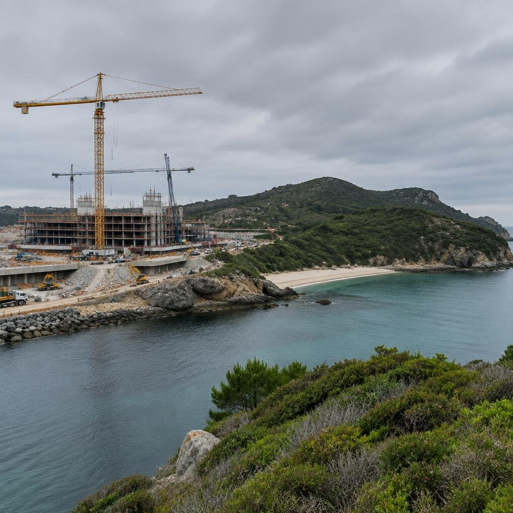 Coastal construction site near a protected natural area