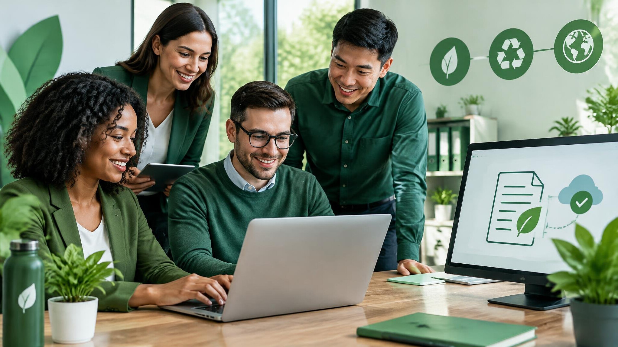 green corporate team